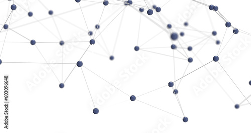 Gene lines and nodes, biological gene structure, 3d rendering.