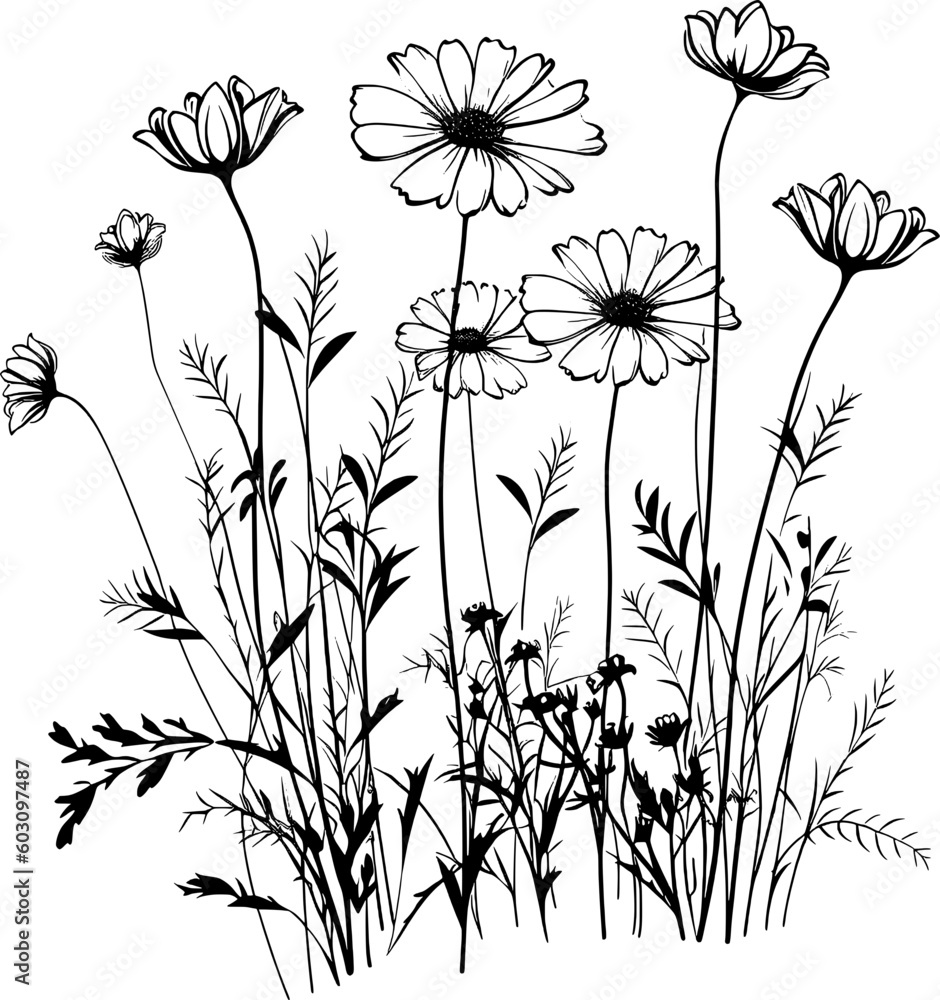 Wildflower Nature Line Art Wildflower Nature Line Art