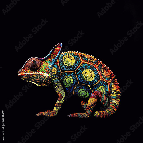 colorful chameleon lizard. generative AI