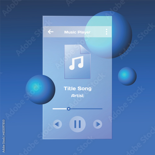 Glassmorphism music player element kit template design