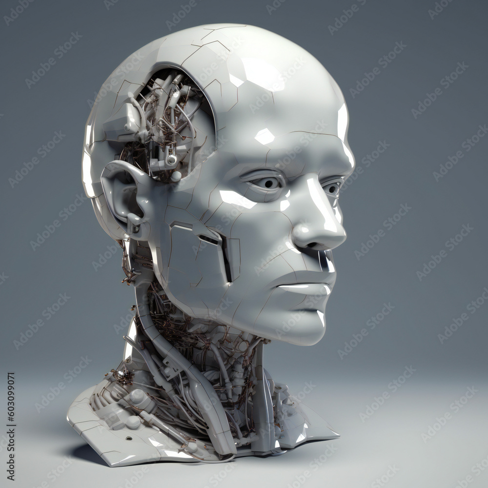 Futuristic colourful AI Robot Face and Potret Redefining the Future Generative Ai image Futuristic colourful AI Robot Face and Potret Redefining the Future Generative Ai image