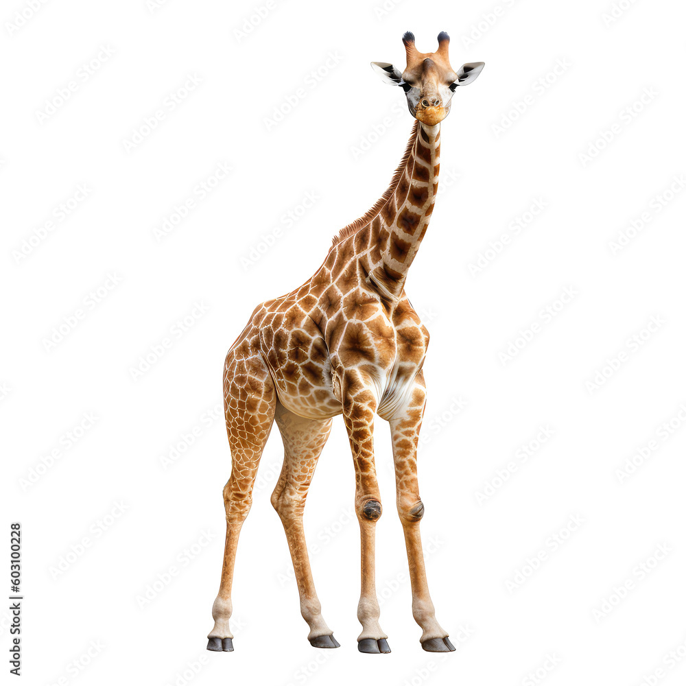 Fototapeta premium giraffe on a transparant background, PNG, Generative Ai