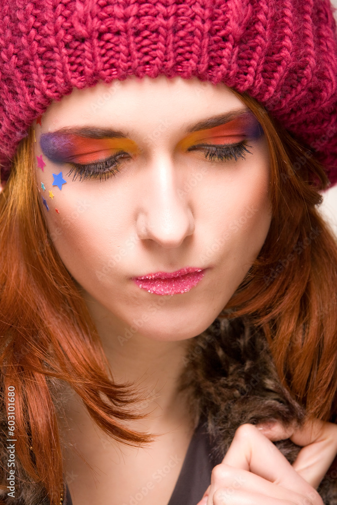 studio shot of a beautiful young woman on white background