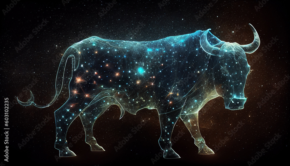 Taurus zodiac constellation, astrology, astronomy. AI generated