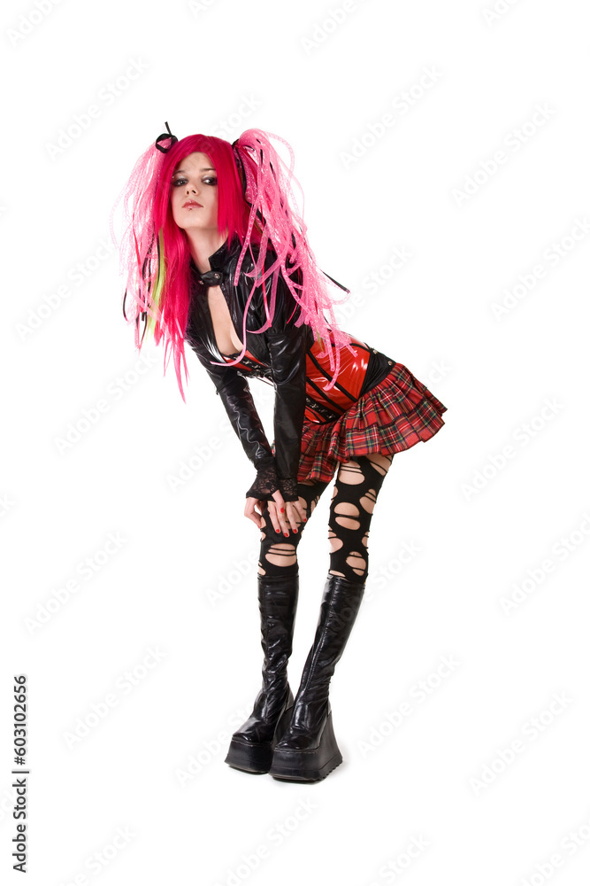 Cyber gothic girl, isolated on white background Cyber gothic girl, isolated on white background