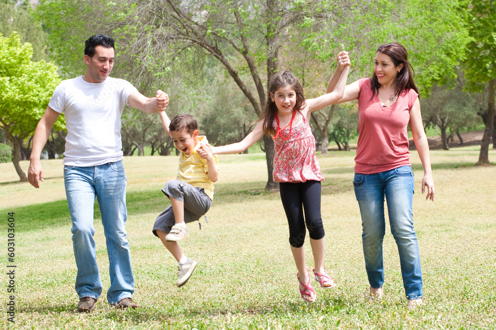 Happy family on vacation, outdoor Happy family on vacation, outdoor