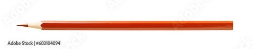 Brown pencil, sharply sharpened, isolated on transparent background .