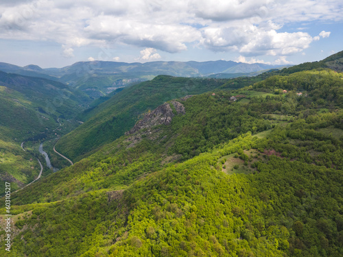 Aerial view of iskar gorge near village of Bov, Bulgaria