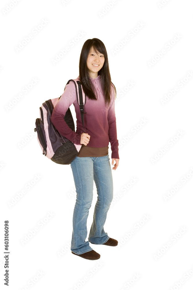 Portrait of Asian tenn getting ready for school Portrait of Asian tenn getting ready for school