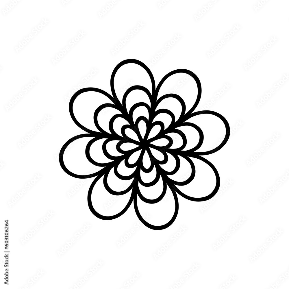 Hand drawn flower in black Hand drawn flower in black