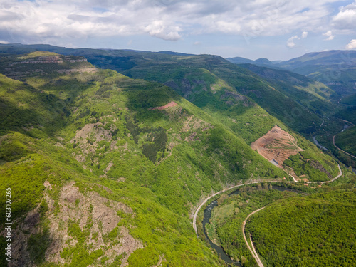 Aerial view of iskar gorge near village of Bov, Bulgaria