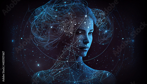 Virgo zodiac constellation, astrology, astronomy. AI generated