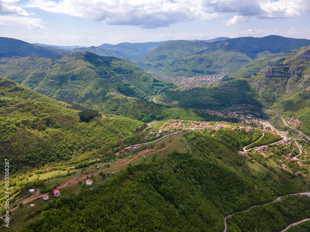 Aerial view of iskar gorge near village of Bov, Bulgaria