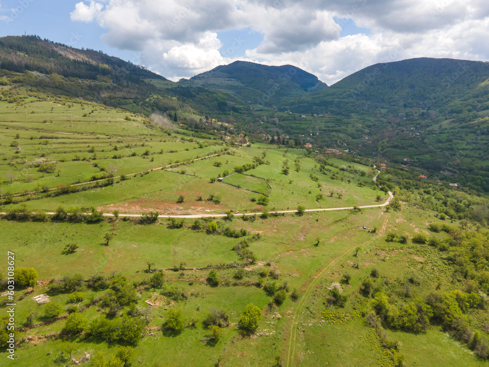 Aerial view of iskar gorge near village of Bov, Bulgaria Aerial view of iskar gorge near village of Bov, Bulgaria