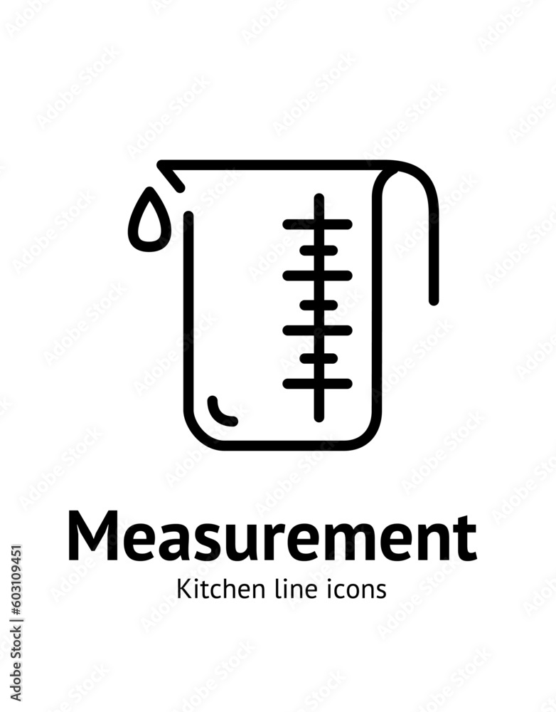 Kitchen Measurement Glass Cup Container Sign Thin Line Icon Emblem Concept. Vector illustration of Cooking Equipment Kitchen Measurement Glass Cup Container Sign Thin Line Icon Emblem Concept. Vector illustration of Cooking Equipment