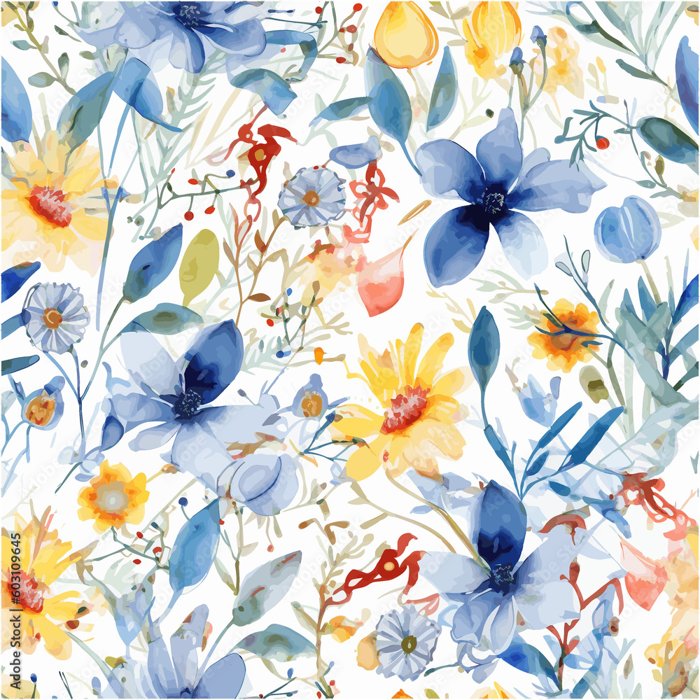 Seamless Pattern Watercolor Flowers Seamless Pattern Watercolor Flowers