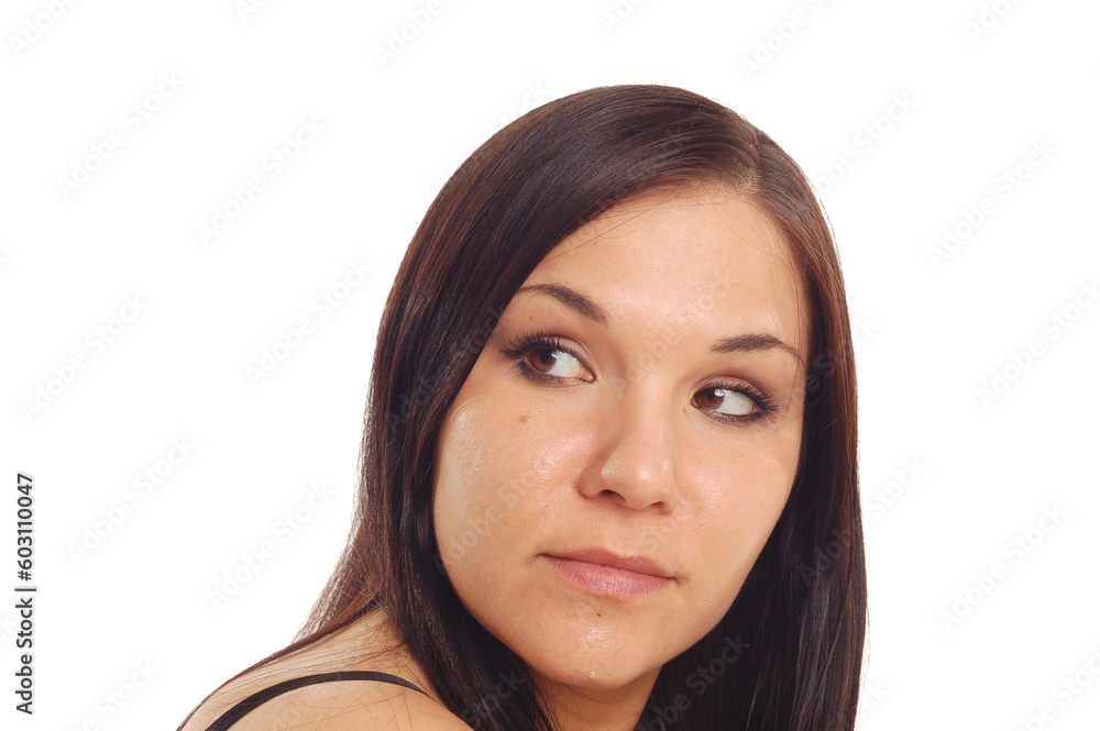 attractive brunette woman on white background attractive brunette woman on white background