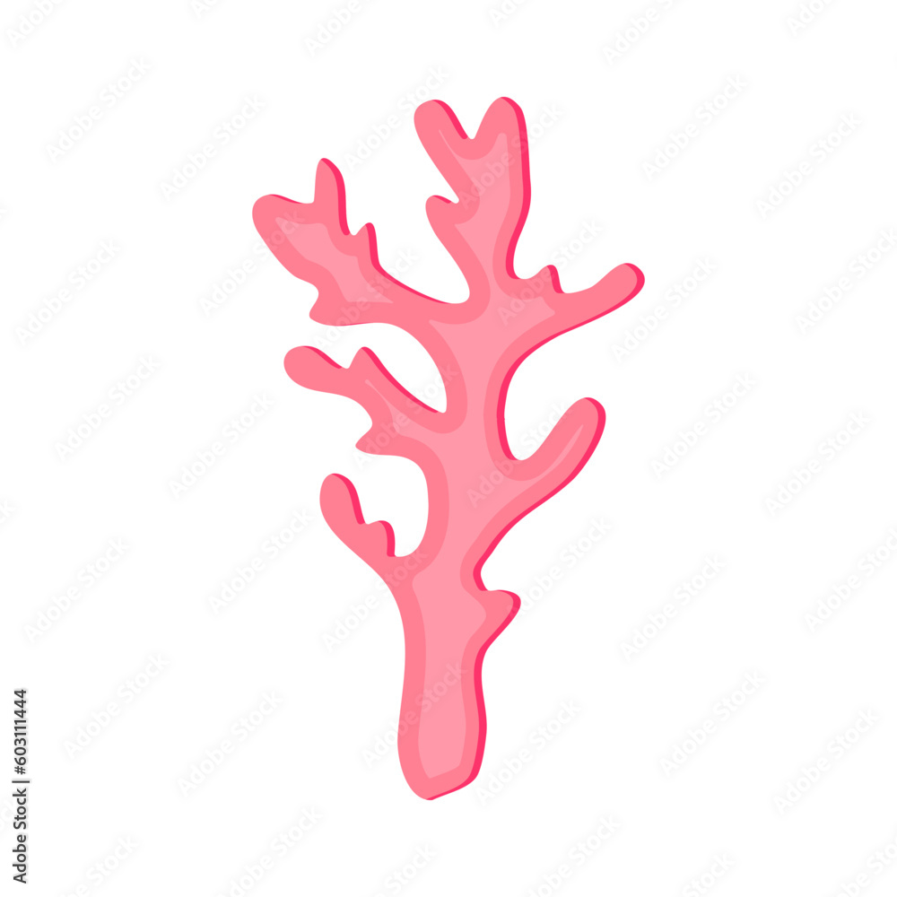 Pink coral. Isolated branch of coral on white background