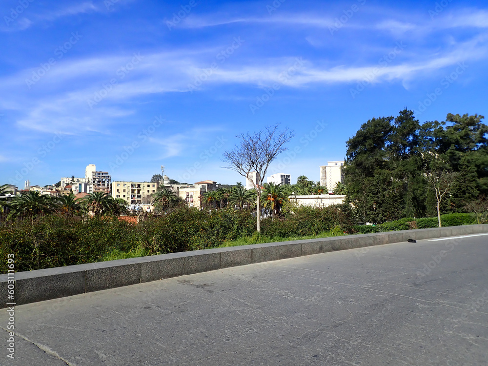 Obraz premium Alger the capital city of Algeria, North Africa, city centre of Algiers, the capital of Algeria, Landscape of Algiers city With port and mediterranean sea and white buildings, Arab Maghreb Africa.