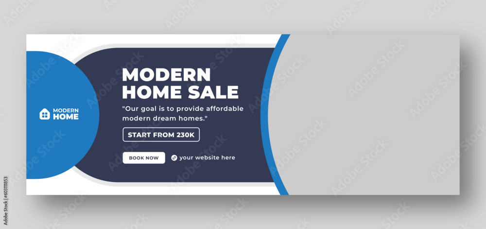 Modern Real Estate Facebook Cover & Web Banner Design with Property Listings Modern Real Estate Facebook Cover & Web Banner Design with Property Listings