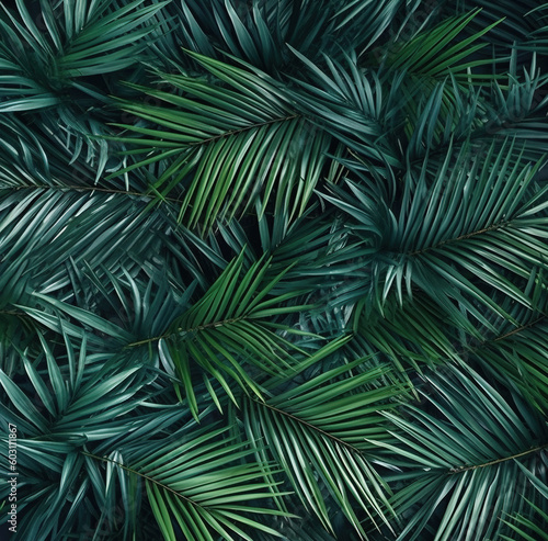 Green palm leaf natural patterns. Wallpaper  background  or texture for various design projects.Generated by AI.