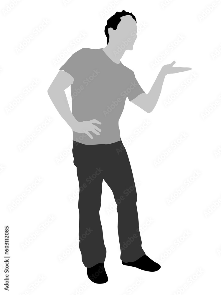 man with open palm on isolated background
