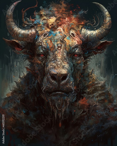 Minotaur Painting Generative AI photo