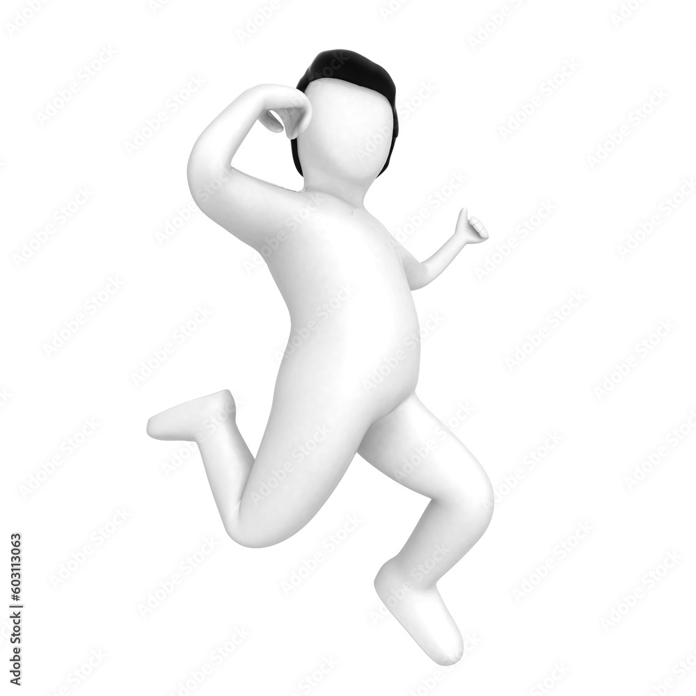 3D human happy jump in air on isolated background 3D human happy jump in air on isolated background