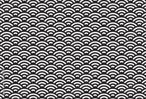 vector pattern of black and white circles, oriental texture