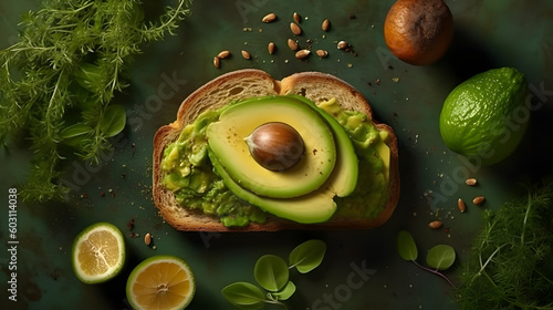 Delicious Avocado toast. Generative AI photo