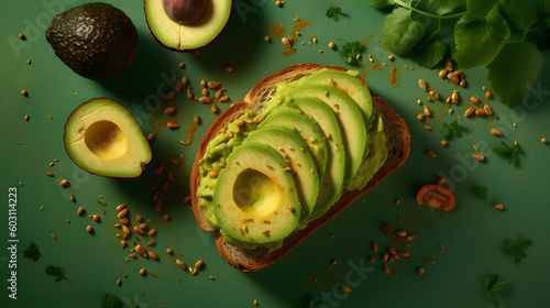 Delicious Avocado toast. Generative AI photo