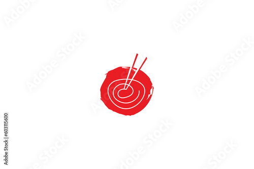Ramen chopstick bowl line style illustration modern logo design, ramen logo, line design ramen bowl, ramen logo illustration