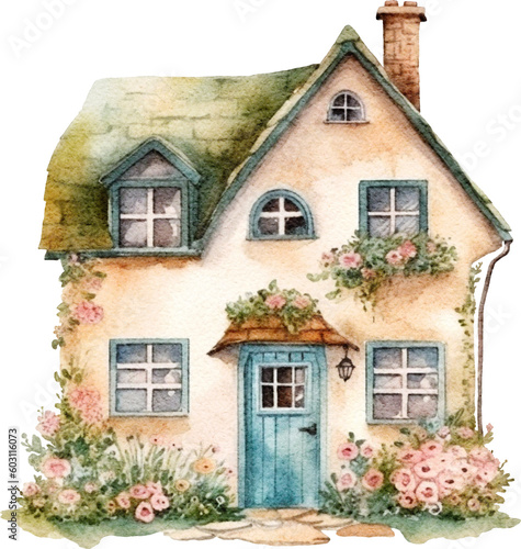 Whimsical cottage illustration created with Generative AI technology