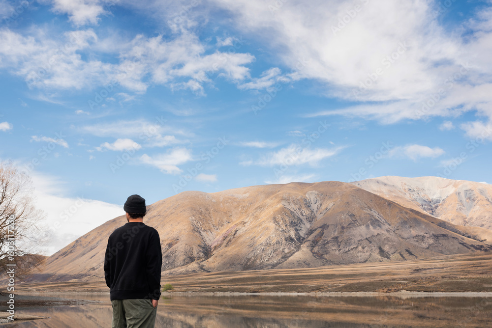 Young man looking at scenery Young man looking at scenery