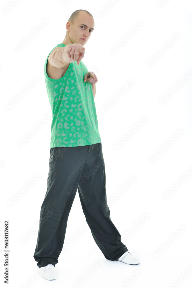 Fototapeta premium strong young man exercise fitness isolated on white