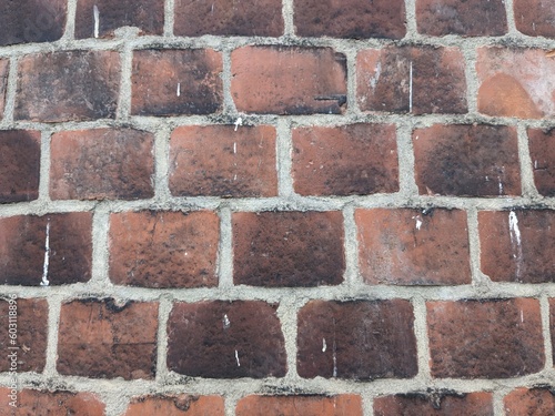 brick patterns on and old factory chimney in Czech republic,SUsice former SOLO company -Europe which is set to be put down, red and brownish bricks,industrial pattern photo