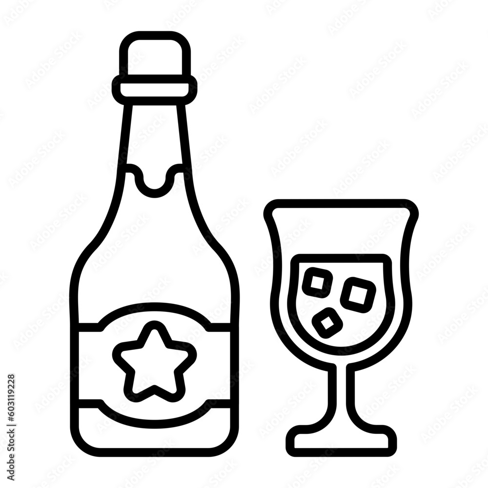 Champagne Thin Line Icon Champagne Thin Line Icon