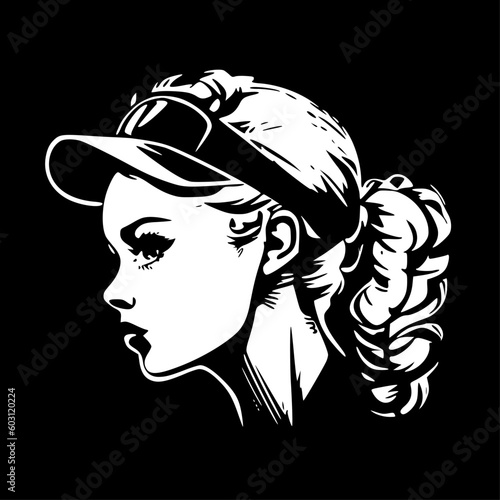 Softball - Black and White Isolated Icon - Vector illustration photo