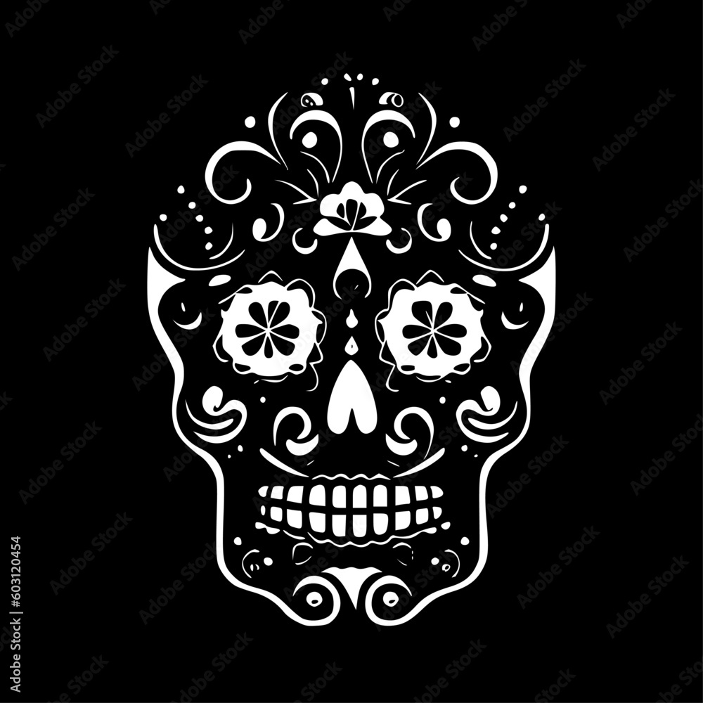 Sugar Skull | Black and White Vector illustration Sugar Skull | Black and White Vector illustration