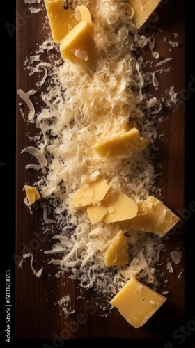 Delicious Parmesan Cheese Photorealistic Vertical Background. Creamy Milk Product. Ai Generated Lifelike Background with Gourmet Tasty Parmesan Cheese. Generative AI