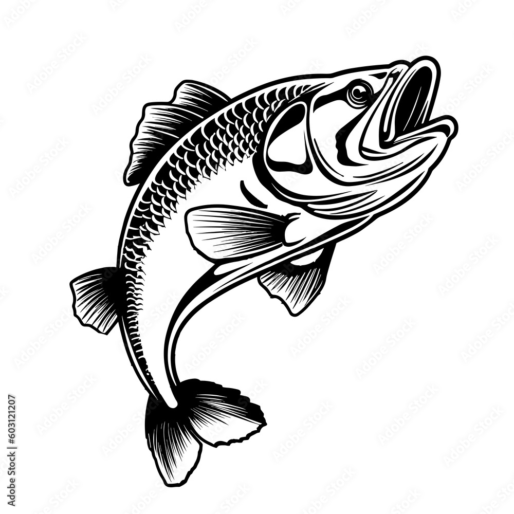 Fishing Svg, Bass Fish Svg, Fish Clipart, Fish Vector, Fish Cricut, Fish  Cut file, Fish Shirt, Svg Png, Logo, Design Stock Illustration