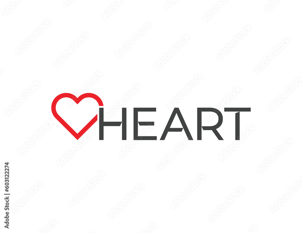 Heart Word Text Design. Lettering vector illustration for poster, card, banner valentine day, wedding. Print for tee, t-shirt.
