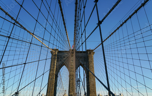 Walking on the Brooklyn Bridge in New York City