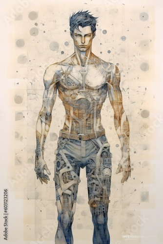 A drawing of a cyborg human Generative AI © Milankov