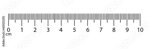 
Horizontal measuring ruler with a mark of 10 centimeters. Vector illustration.