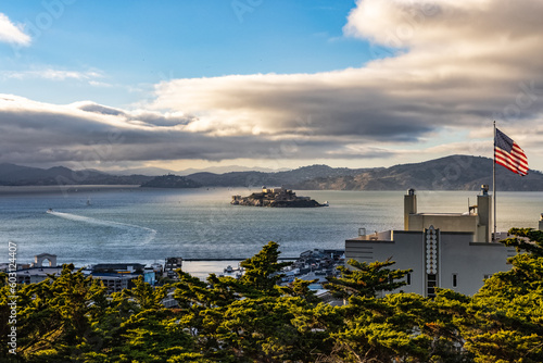 San Francisco bay and Alcatraz Island seen from telegraph hill.