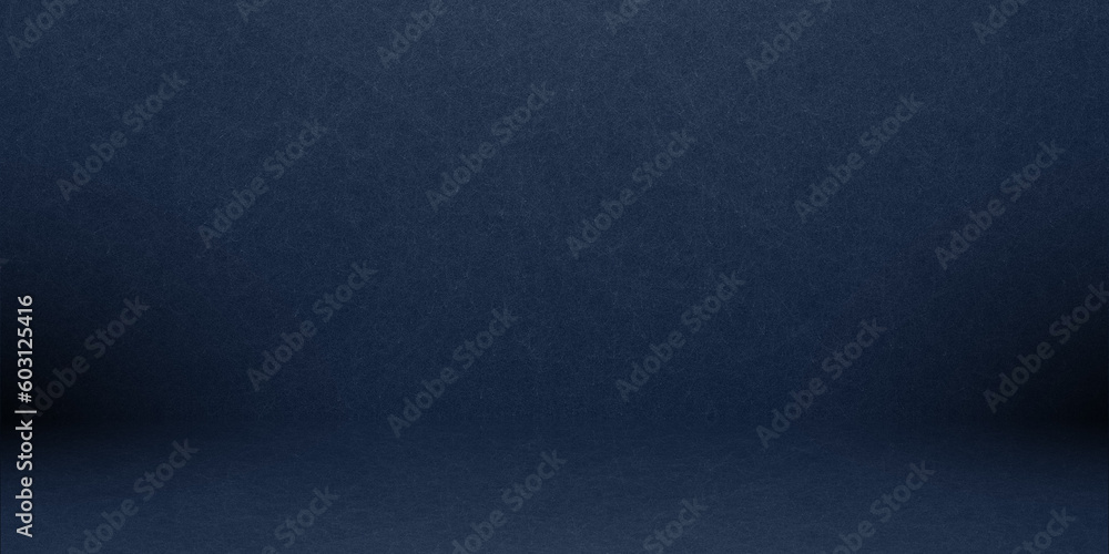 empty blue grunge studio room, used as background for display your products