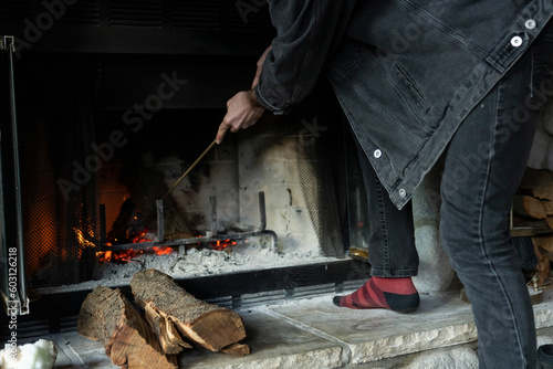 black denim fire place