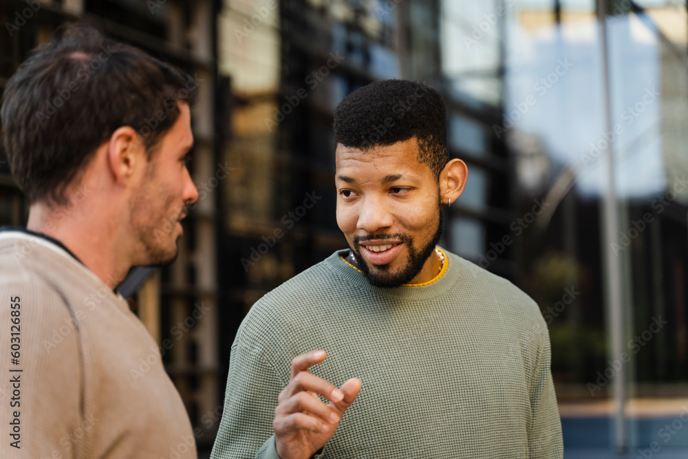 Diverse Businesspeople On Business Meeting Outside Diverse Businesspeople On Business Meeting Outside