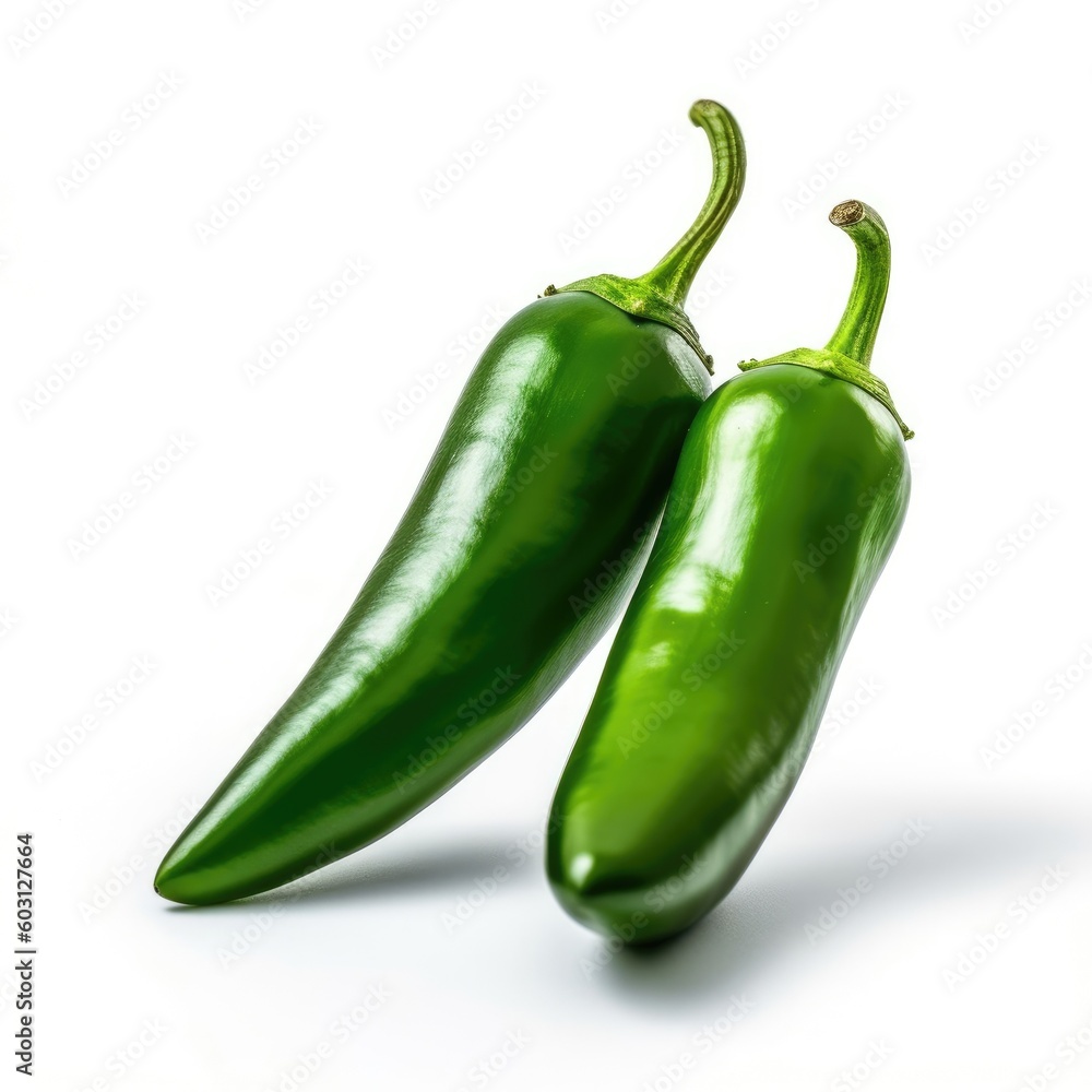 Jalapenos isolated on white background (generative AI) Jalapenos isolated on white background (generative AI)